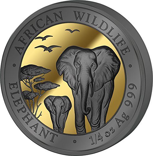 GOLDEN ENIGMA - AFRICAN WILDLIFE "ELEPHANT" FRACTIONAL SET - 2015 Four-Coin Pure Silver with Ruthenium and 24K Gold Plating