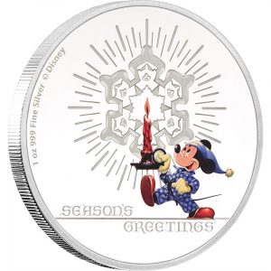 DISNEY - SEASON'S GREETINGS - MICKEY MOUSE - 2016 1 oz Pure Silver Coin - NZ MINT