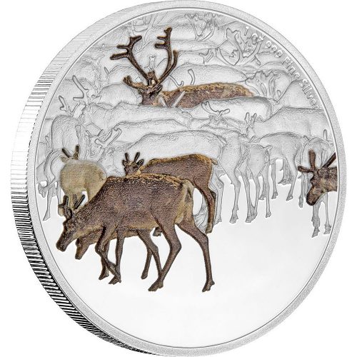 CARIBOU - GREAT MIGRATIONS - 2017 1 oz Pure Silver Coin - New Zealand Mint