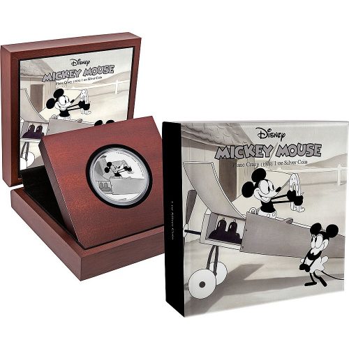 MICKEY MOUSE - THROUGH THE AGES - PLANE CRAZY - 2016 1 oz Pure Silver Coin - NZ MINT