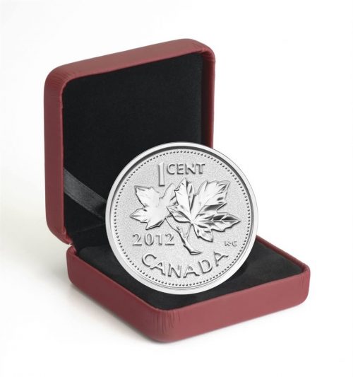 FAREWELL TO THE PENNY - 2012 5 oz Fine Silver Coin - Canada - RCM