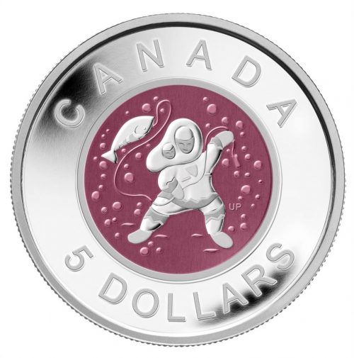 Fine Silver Coin - Mother and Baby Ice Fishing