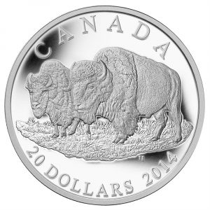 2014 $20 Fine Silver Coin The Bison: The Bull and His Mate