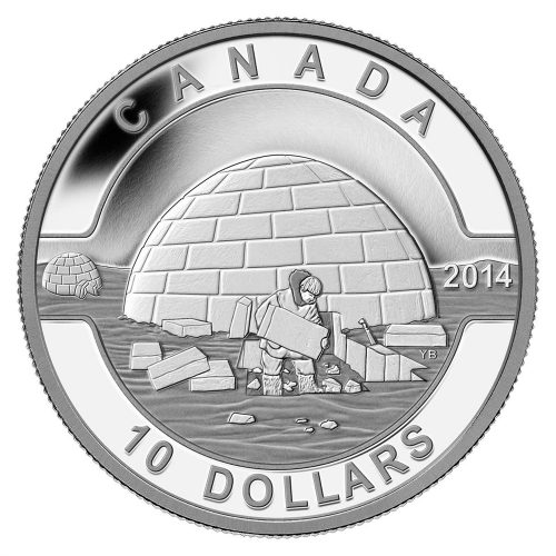 2014 $10 Fine Silver Coin - O'Canada - The Igloo