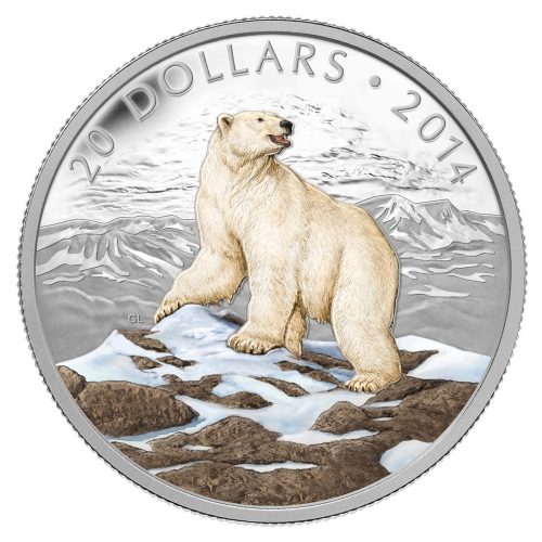 Polar Bear Fine Silver Coloured Coin - 1 oz - 2014