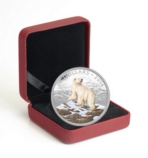 Polar Bear Fine Silver Coloured Coin - 1 oz - 2014