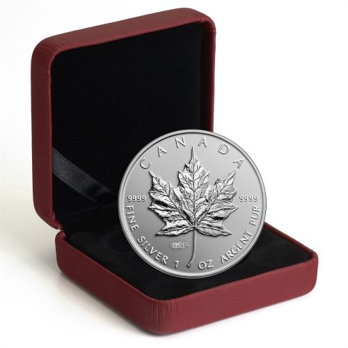 2014 1 oz Fine Silver Coin - Premium Silver Maple Leaf with World Money Fair Privy Mark