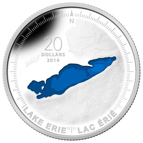 2014 1 oz Fine Silver Coin - Great Lakes - Lake Erie