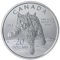 2014 $20 Fine Silver Coin - The Bobcat