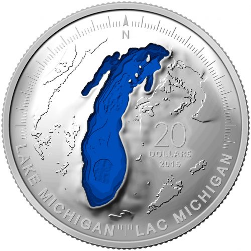 2015 1 oz Fine Silver Coin - The Great Lakes: Lake Michigan