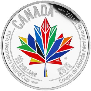 2015 $10 1/2 oz Fine Silver Coloured Coin - FIFA Women's World CupTM/MC : Canada Welcomes the World