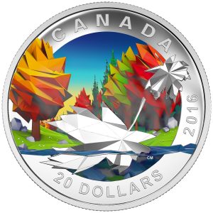 GEOMETRY IN ART: THE MAPLE LEAF - 2016 $20 1 oz Fine Silver Coin