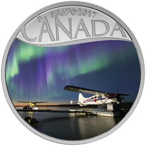 *FLOAT PLANES ON THE MACKENZIE RIVER - CELEBRATING CANADA'S 150TH - 2017 $10 1/2 oz Pure Silver Coin