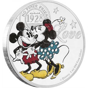 MICKEY MOUSE & MINNIE MOUSE - LOVE FOREVER -DISNEY -  2017  1 oz Pure Silver Coin  - New Zealand Mint