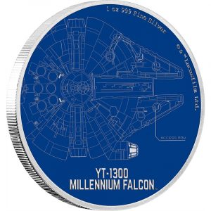 MILLENNIUM FALCON YT-1300 - STAR WARS SHIPS - 2017 1 oz Pure Silver Coin - NZ Mint