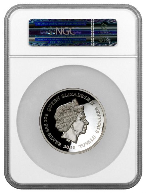 U.S.S. ENTERPRISE NCC-1701 - STAR TREK: THE ORIGINAL SERIES - NGC PF70 UC (William Shatner Signed Label) - NGC OVERSIZE HOLDER - 2016 5 oz Silver Proof High Relief Coin