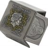 LEONARDO DA VINCI - 2015 6.5 oz Pure Silver Antique Finish Open Cube Shaped Coin