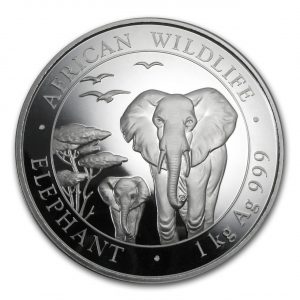 2015 1 Kilo Pure Silver Coin - African Wildlife - Elephant - Somalia