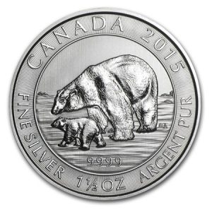 2015 1.5 oz $8 Silver Canadian Coin - Polar Bear and Cub