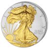 2015 1 oz Pure Silver Coin - American Silver Eagle - 24K Gold Plated