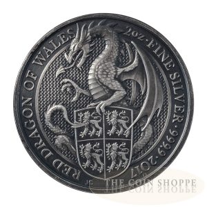 ANTIQUE DRAGON - QUEEN'S BEASTS - 2017 2 oz Pure Silver Coin - MINTAGE 150