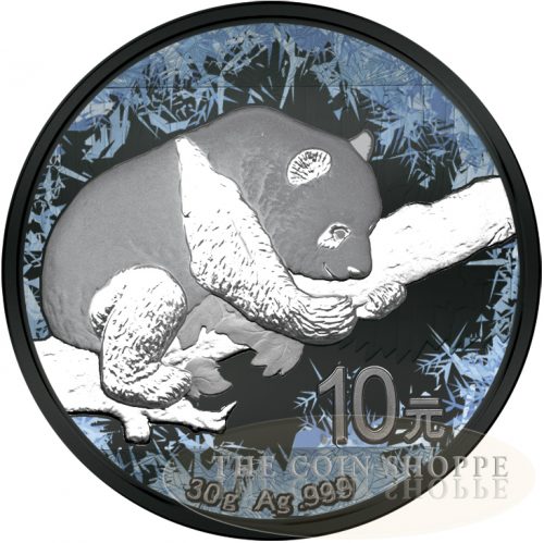 CHINESE PANDA - DEEP FROZEN EDITION - 2016 30 gram Pure Silver Coin - Ruthenium, Platinum and Color