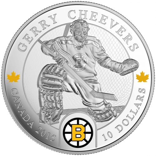 2015 $10 1/2 oz Fine Silver Coin - Boston Bruins - Goalies: GERRY CHEEVERS