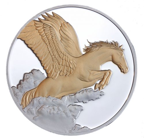 2014 Tokelau Pegasus Gilded 1 Oz Silver Coin