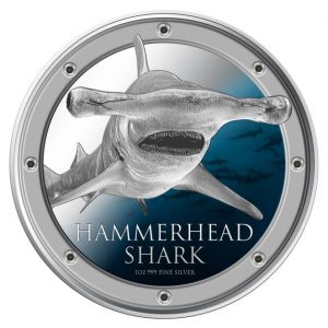 2013 1 oz Silver Coin - Ocean Predators Series - Hammerhead Shark