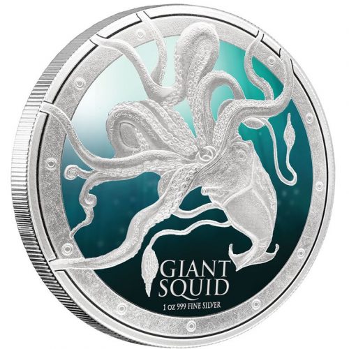 2015 1 oz Silver Coin - Ocean Predators Series - Giant Squid