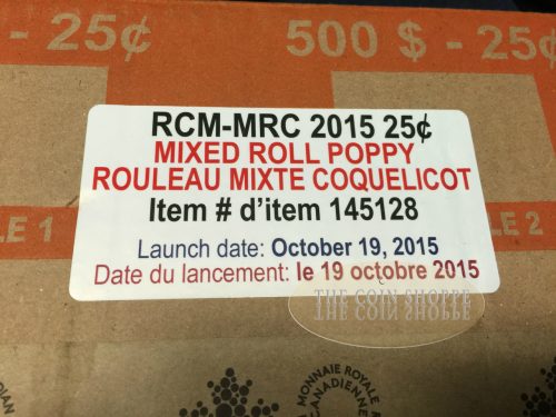 2015 Canada Poppy 25-Cent Original Mixed Roll of 40 pieces