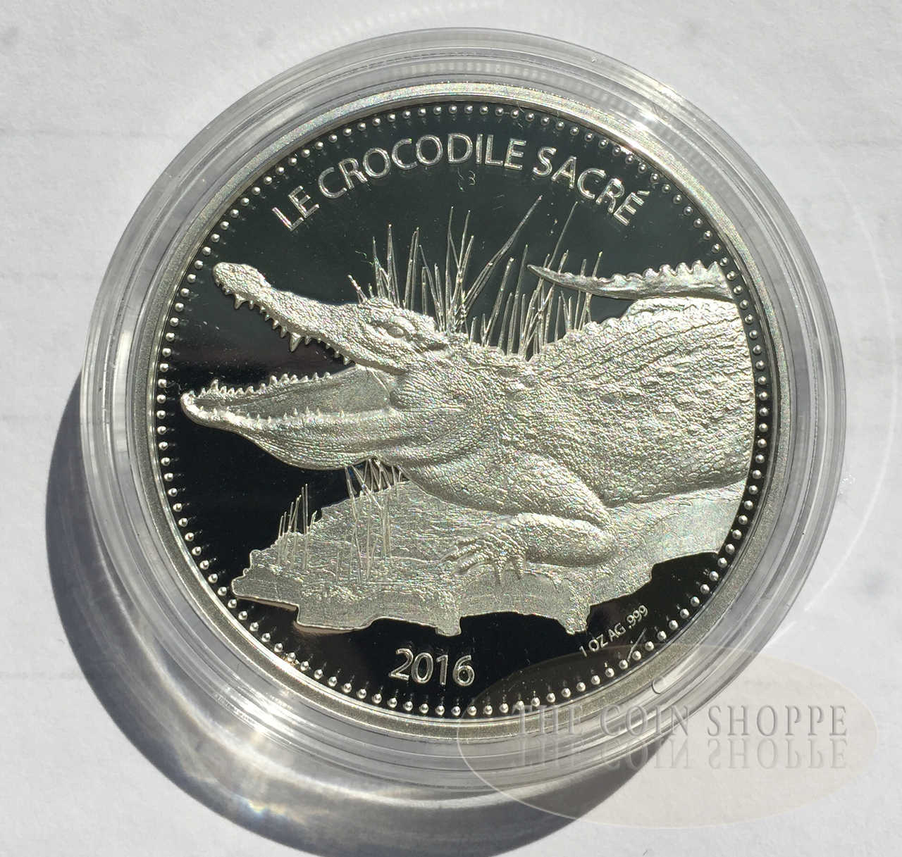 THE HOLY CROCODILE - Le Crocodile Sacré - 2016 1 oz Pure Silver Prooflike Coin - Burkina Faso