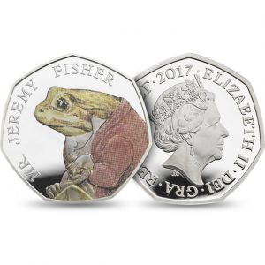 MR. JEREMY FISHER - BEATRIX POTTER SERIES - 2017 Sterling Silver Proof Color Coin - Royal Mint