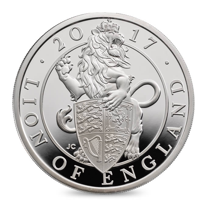 THE LION OF ENGLAND - QUEEN'S BEASTS - 2017 1 oz Pure Silver Proof Coin