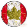 2014 1 oz $5 Fine Silver Coin - Canadian "Patriotic Maple Leaf Flag" Color and 24K Gold Finish