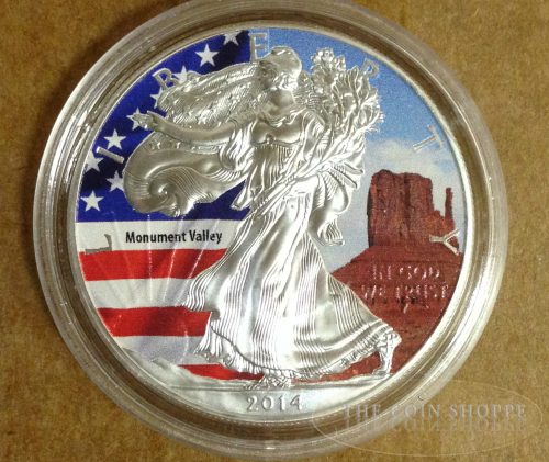 2014 Color 1 oz Silver Eagle - America`s Landmarks Series - Monument Valley