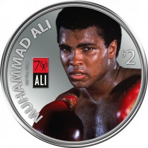 MUHAMMAD ALI - 2012 1 oz Pure Silver Coin with Mini Boxing Glove in Perspex Case