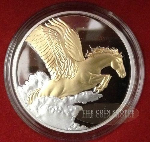 2014 Tokelau Pegasus Gilded 1 Oz Silver Coin