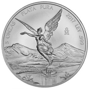 LIBERTAD - MEXICO - 2017 5 oz Brilliant Uncirculated Silver Coin