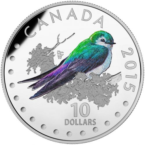 2015 1/2 oz $10 Fine Silver Colored 5-Coin Set - Songbirds of Canada