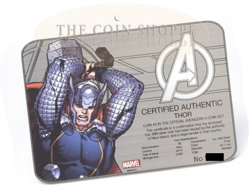 2014 1 oz Proof Silver Coin - Marvel - The Avengers - Thor