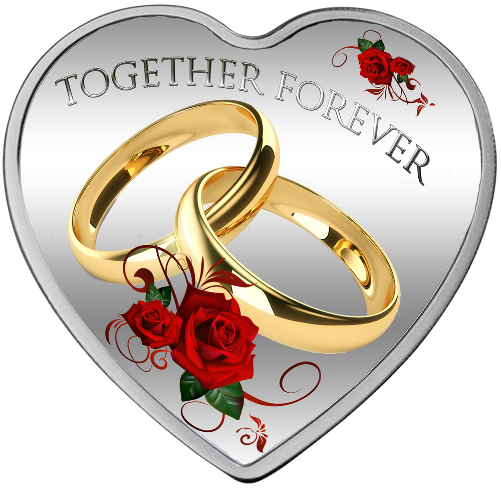 TOGETHER FOREVER - HEART SHAPED - 2017 $1 Silver Proof Coin - Tokelau