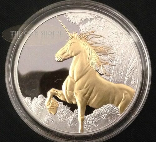 2014 Tokelau Unicorn Gilded 1 Oz Silver Coin