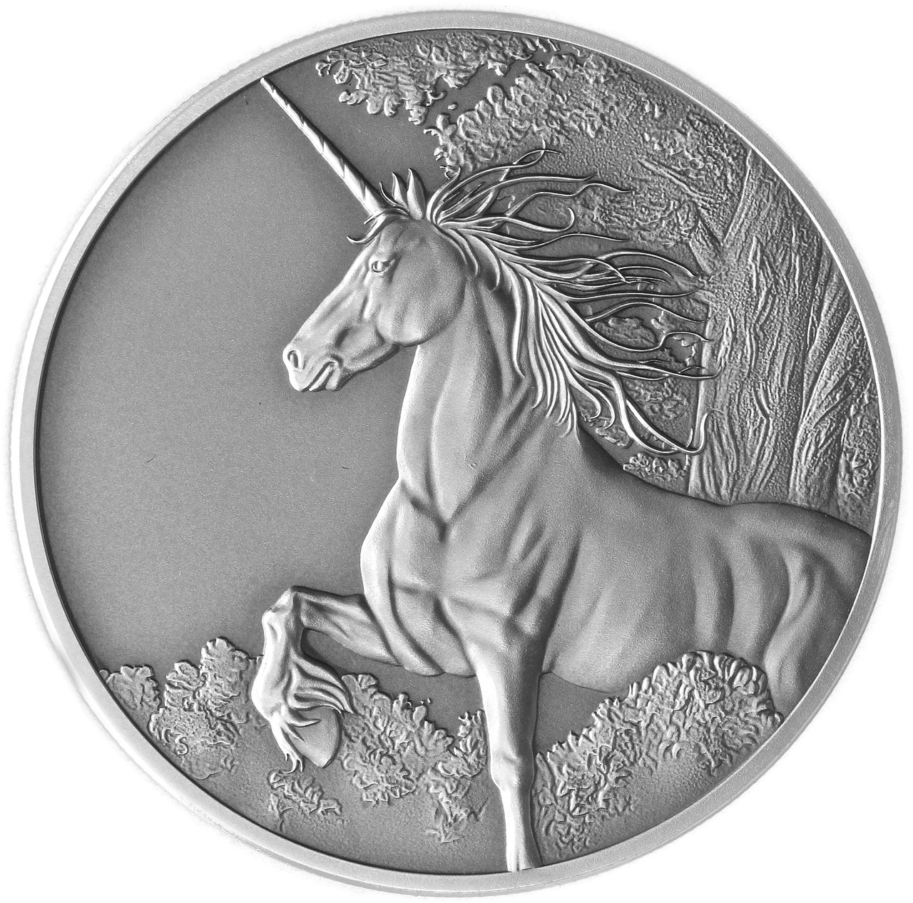 2014 Tokelau Unicorn Antique Finish 1 Oz Silver Coin