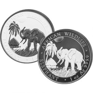 ELEPHANT - BLACK & WHITE - AFRICAN WILDLIFE - 2017 2 X 1 oz Pure Silver Coin - Somalia