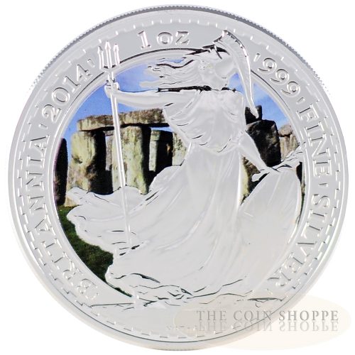 2014 1 oz Silver - Britannia Bullion Color Coin - Stonehenge Edition