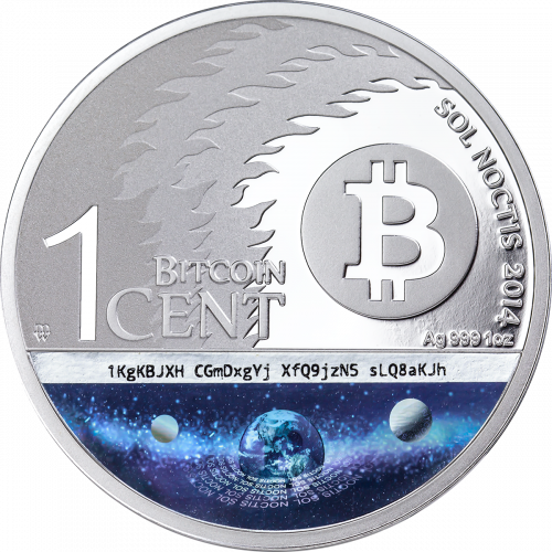 2014 1 oz Silver Coin - Sol Noctis Series - Binary Eagle - 0.01 BTC