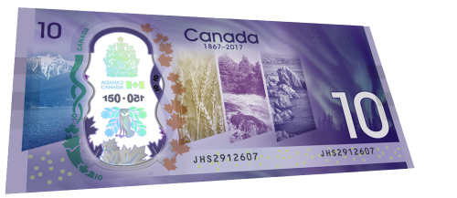 CANADA  1867 - 2017 $10 POLYMER BANKNOTE IN CURRENCY HOLDER - CELEBRATING CANADA'S 150TH - CRISP UNCIRCULATED