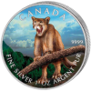 2012 1 oz Pure Silver Color Coin - Canadian Wildlife Series - Cougar