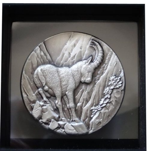 2014 1 oz Silver Coin - Swiss Wildlife - Capricorn (Alpine Ibex) Ultra High Relief